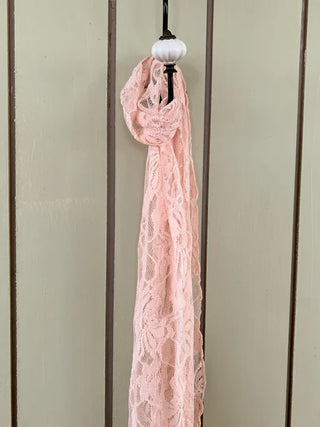 Placiel See-through Lace Flower Pattern Long Scarf