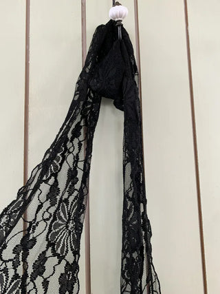 Placiel See-through Lace Flower Pattern Long Scarf