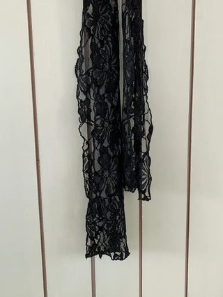 Placiel See-through Lace Flower Pattern Long Scarf