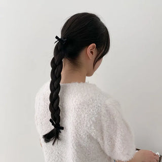 Two Velvet Black Ribbon Hair Clips/Ties