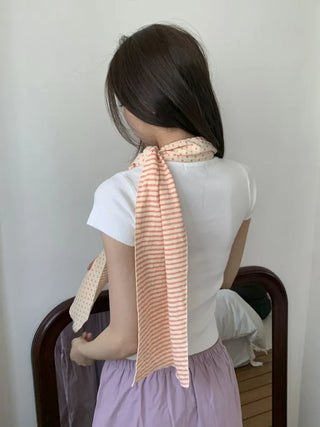 Candy Twin Dot Stripe Color Block Scarf Muffler