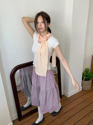 Candy Twin Dot Stripe Color Block Scarf Muffler