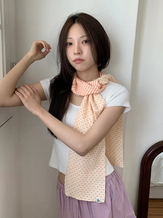 Candy Twin Dot Stripe Color Block Scarf Muffler