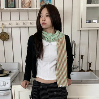 Candy Twin Dot Stripe Color Block Scarf Muffler