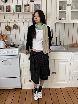 Candy Twin Dot Stripe Color Block Scarf Muffler