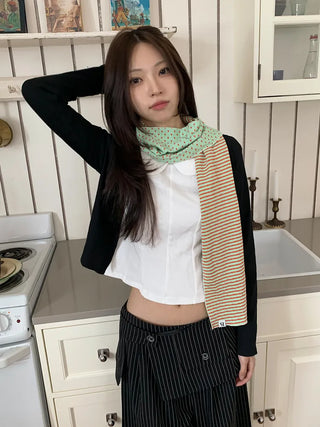 Candy Twin Dot Stripe Color Block Scarf Muffler