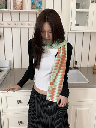 Candy Twin Dot Stripe Color Block Scarf Muffler