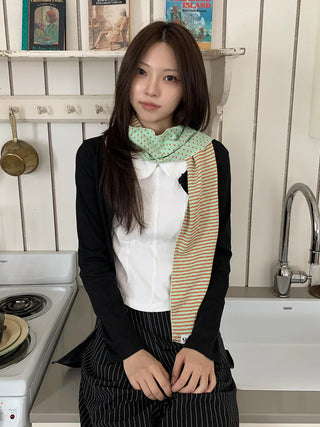 Candy Twin Dot Stripe Color Block Scarf Muffler