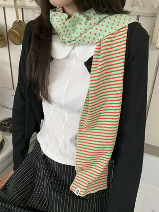 Candy Twin Dot Stripe Color Block Scarf Muffler