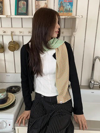 Candy Twin Dot Stripe Color Block Scarf Muffler