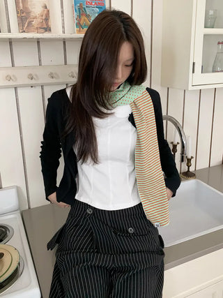 Candy Twin Dot Stripe Color Block Scarf Muffler