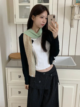 Candy Twin Dot Stripe Color Block Scarf Muffler