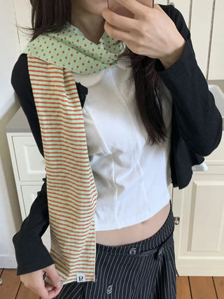 Candy Twin Dot Stripe Color Block Scarf Muffler