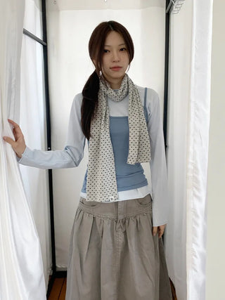 Candy Twin Dot Stripe Color Block Scarf Muffler
