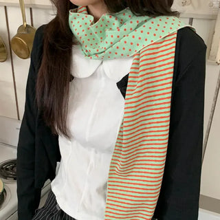 Candy Twin Dot Stripe Color Block Scarf Muffler