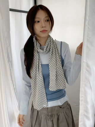 Candy Twin Dot Stripe Color Block Scarf Muffler