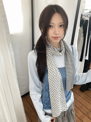 Candy Twin Dot Stripe Color Block Scarf Muffler