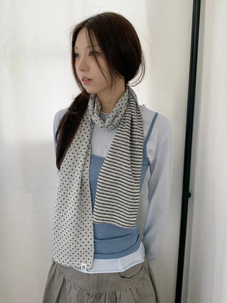 Candy Twin Dot Stripe Color Block Scarf Muffler