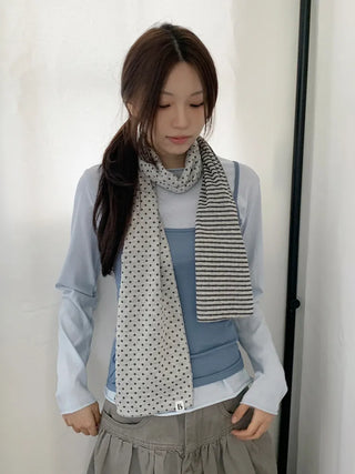 Candy Twin Dot Stripe Color Block Scarf Muffler