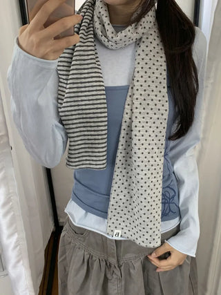 Candy Twin Dot Stripe Color Block Scarf Muffler