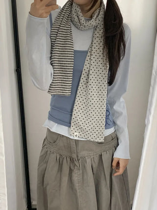 Candy Twin Dot Stripe Color Block Scarf Muffler