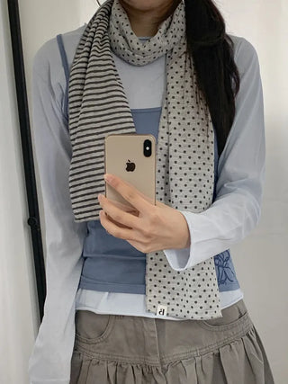 Candy Twin Dot Stripe Color Block Scarf Muffler