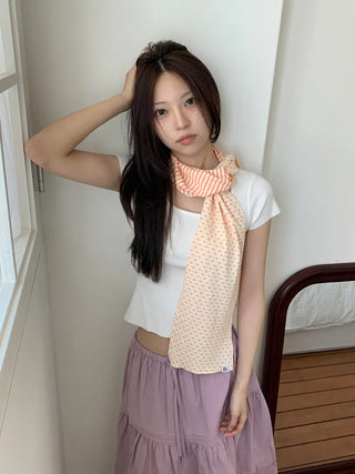 Candy Twin Dot Stripe Color Block Scarf Muffler