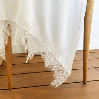 Poining Lace Layered Satin Wrap Skirt