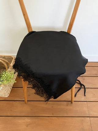 Poining Lace Layered Satin Wrap Skirt