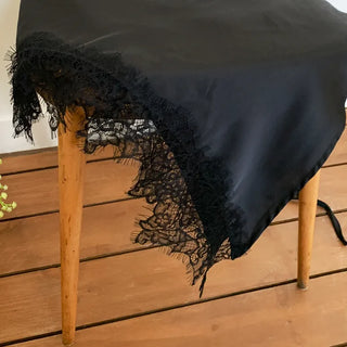 Poining Lace Layered Satin Wrap Skirt