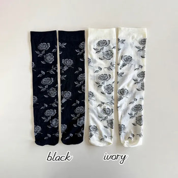 Vintage Rose Flower Pattern Knee Socks