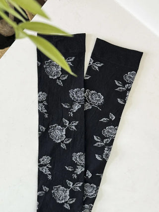 Vintage Rose Flower Pattern Knee Socks