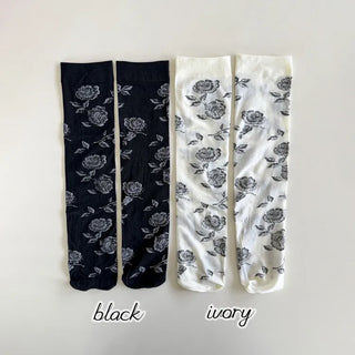 Vintage Rose Flower Pattern Knee Socks