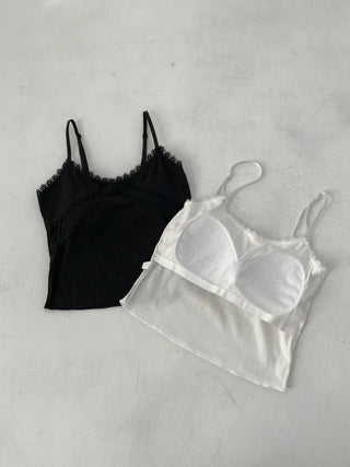 Rubena Punching Lace Crop Cap Bralette Sleeveless