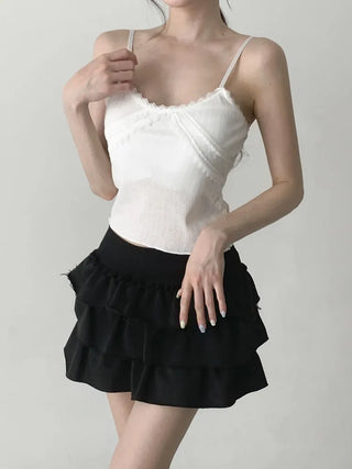 Rubena Punching Lace Crop Cap Bralette Sleeveless