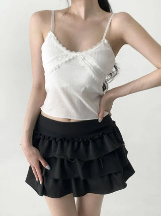 Rubena Punching Lace Crop Cap Bralette Sleeveless