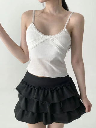Rubena Punching Lace Crop Cap Bralette Sleeveless