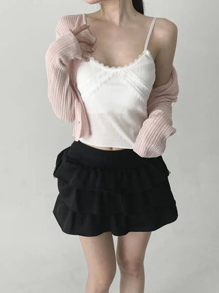 Rubena Punching Lace Crop Cap Bralette Sleeveless