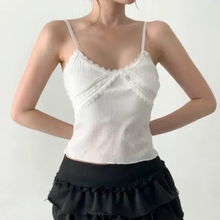Rubena Punching Lace Crop Cap Bralette Sleeveless