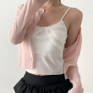 Rubena Punching Lace Crop Cap Bralette Sleeveless
