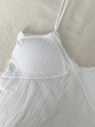 Popori Pastel Lace Ribbed Cap Bralette Sleeveless