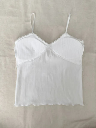 Popori Pastel Lace Ribbed Cap Bralette Sleeveless