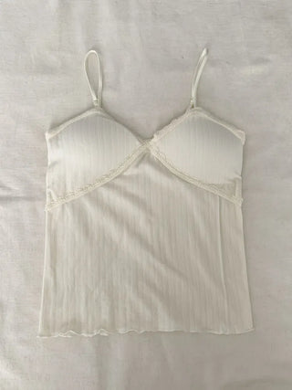 Popori Pastel Lace Ribbed Cap Bralette Sleeveless