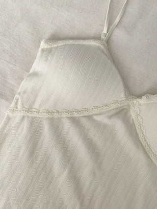 Popori Pastel Lace Ribbed Cap Bralette Sleeveless