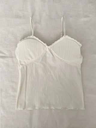 Popori Pastel Lace Ribbed Cap Bralette Sleeveless
