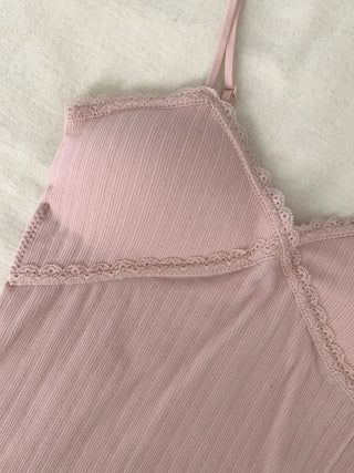 Popori Pastel Lace Ribbed Cap Bralette Sleeveless