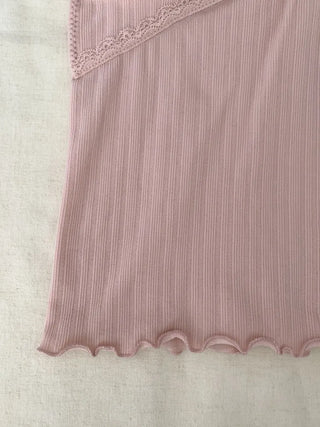Popori Pastel Lace Ribbed Cap Bralette Sleeveless