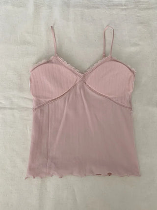 Popori Pastel Lace Ribbed Cap Bralette Sleeveless