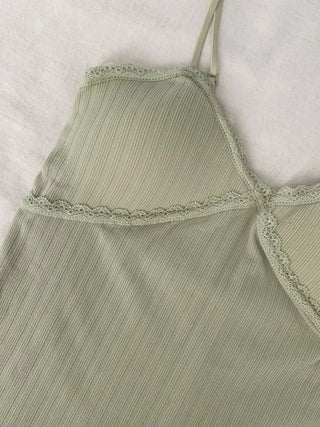 Popori Pastel Lace Ribbed Cap Bralette Sleeveless