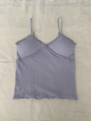 Popori Pastel Lace Ribbed Cap Bralette Sleeveless